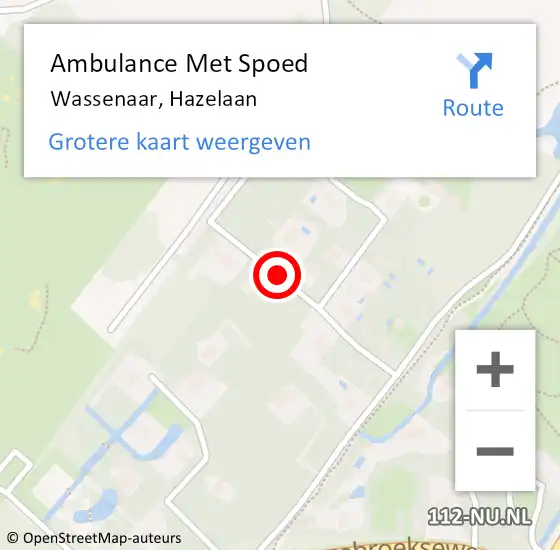 Locatie op kaart van de 112 melding: Ambulance Met Spoed Naar Wassenaar, Hazelaan op 8 september 2016 16:04