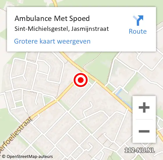 Locatie op kaart van de 112 melding: Ambulance Met Spoed Naar Sint-Michielsgestel, Jasmijnstraat op 8 september 2016 16:49