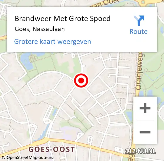 Locatie op kaart van de 112 melding: Brandweer Met Grote Spoed Naar Goes, Nassaulaan op 8 september 2016 16:58