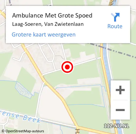 Locatie op kaart van de 112 melding: Ambulance Met Grote Spoed Naar Laag-Soeren, Van Zwietenlaan op 8 september 2016 16:59