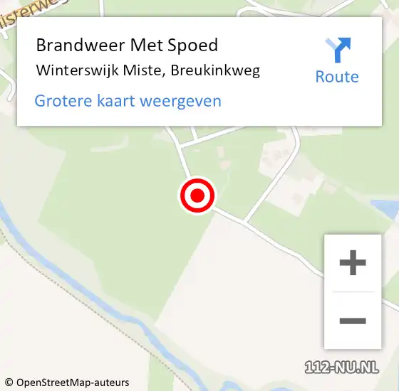 Locatie op kaart van de 112 melding: Brandweer Met Spoed Naar Winterswijk Miste, Breukinkweg op 8 september 2016 17:25