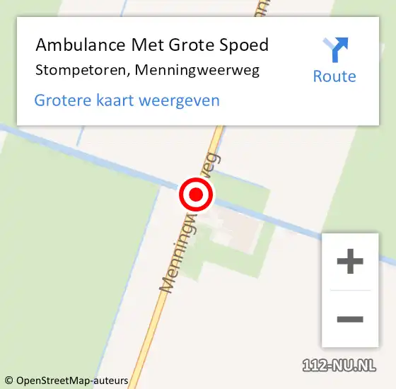 Locatie op kaart van de 112 melding: Ambulance Met Grote Spoed Naar Stompetoren, Menningweerweg op 8 september 2016 17:46