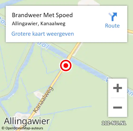 Locatie op kaart van de 112 melding: Brandweer Met Spoed Naar Allingawier, Kanaalweg op 8 september 2016 17:50