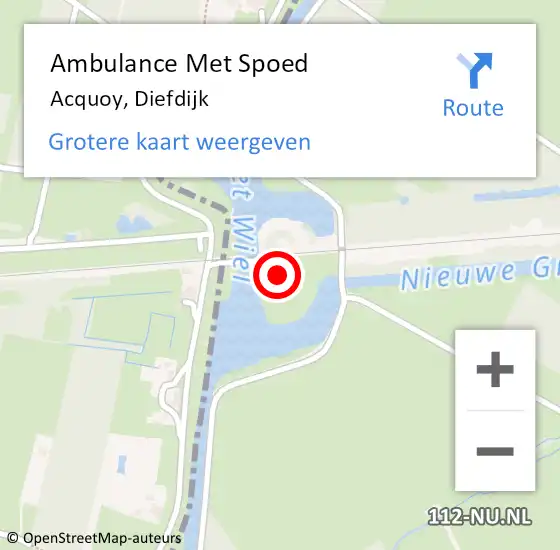 Locatie op kaart van de 112 melding: Ambulance Met Spoed Naar Acquoy, Diefdijk op 8 september 2016 18:36