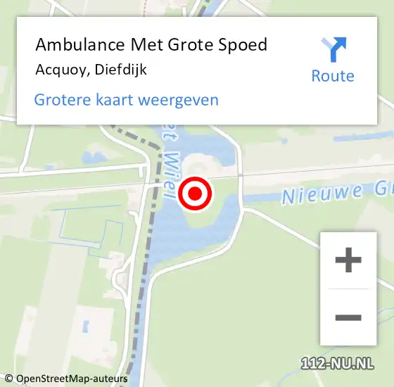 Locatie op kaart van de 112 melding: Ambulance Met Grote Spoed Naar Acquoy, Diefdijk op 8 september 2016 18:37