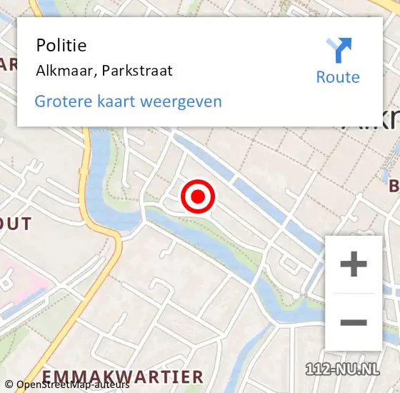 Locatie op kaart van de 112 melding: Politie Alkmaar, Parkstraat op 8 september 2016 18:57