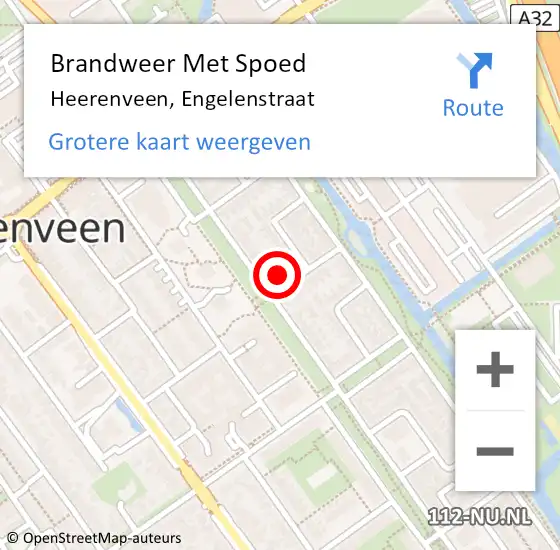 Locatie op kaart van de 112 melding: Brandweer Met Spoed Naar Heerenveen, Engelenstraat op 8 september 2016 18:58