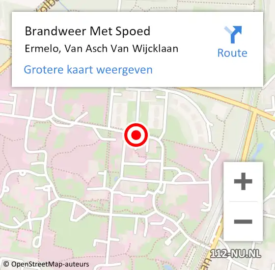 Locatie op kaart van de 112 melding: Brandweer Met Spoed Naar Ermelo, Van Asch Van Wijcklaan op 8 september 2016 19:07