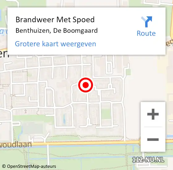 Locatie op kaart van de 112 melding: Brandweer Met Spoed Naar Benthuizen, De Boomgaard op 8 september 2016 19:50