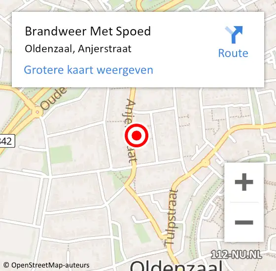 Locatie op kaart van de 112 melding: Brandweer Met Spoed Naar Oldenzaal, Anjerstraat op 8 september 2016 21:32