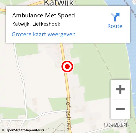 Locatie op kaart van de 112 melding: Ambulance Met Spoed Naar Katwijk, Liefkeshoek op 9 september 2016 00:38