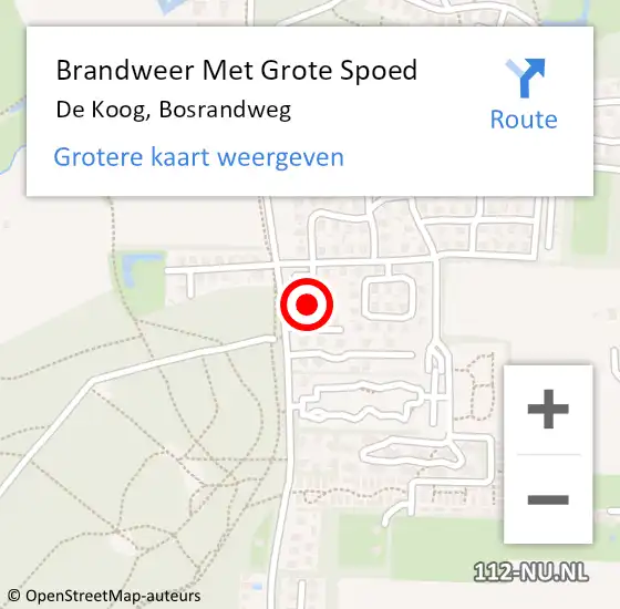 Locatie op kaart van de 112 melding: Brandweer Met Grote Spoed Naar De Koog, Bosrandweg op 9 september 2016 01:07