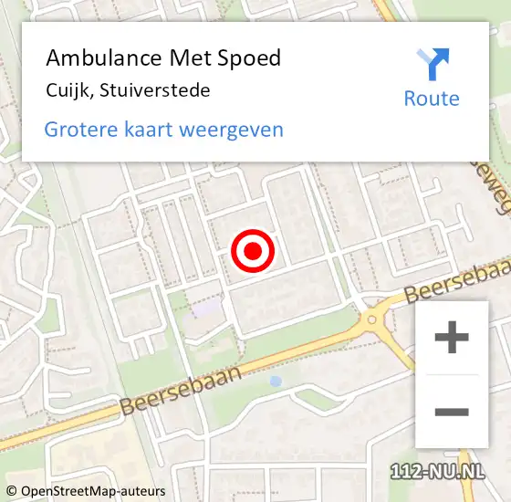 Locatie op kaart van de 112 melding: Ambulance Met Spoed Naar Cuijk, Stuiverstede op 9 september 2016 02:29