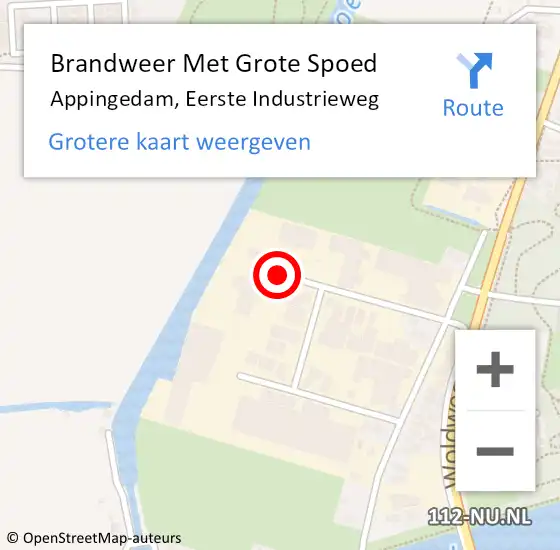 Locatie op kaart van de 112 melding: Brandweer Met Grote Spoed Naar Appingedam, Eerste Industrieweg op 9 september 2016 03:05