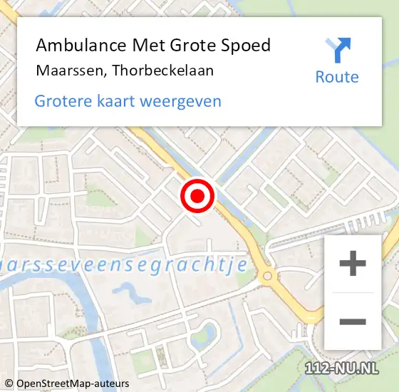 Locatie op kaart van de 112 melding: Ambulance Met Grote Spoed Naar Maarssen, Thorbeckelaan op 9 september 2016 03:08