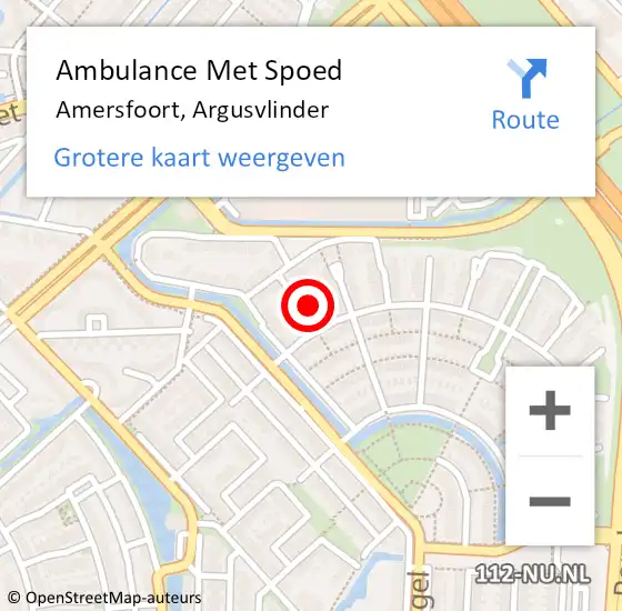 Locatie op kaart van de 112 melding: Ambulance Met Spoed Naar Amersfoort, Argusvlinder op 9 september 2016 06:43