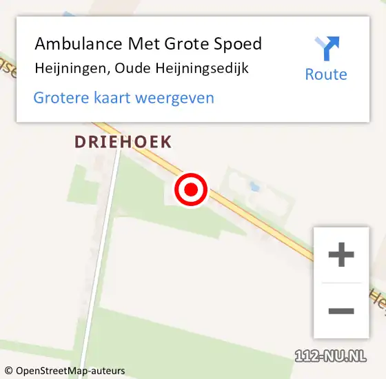 Locatie op kaart van de 112 melding: Ambulance Met Grote Spoed Naar Heijningen, Oude Heijningsedijk op 9 september 2016 07:41