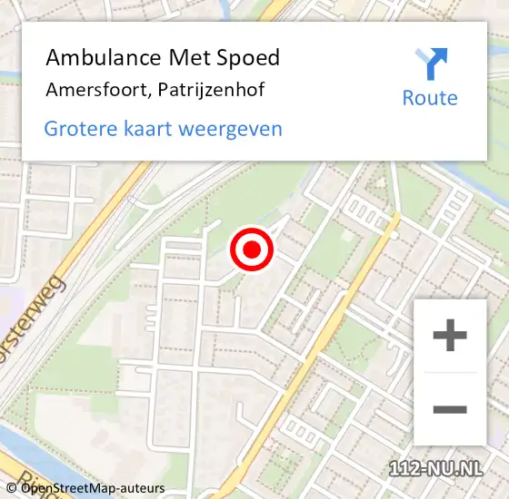 Locatie op kaart van de 112 melding: Ambulance Met Spoed Naar Amersfoort, Patrijzenhof op 9 september 2016 08:02