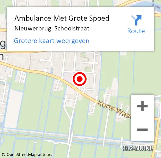 Locatie op kaart van de 112 melding: Ambulance Met Grote Spoed Naar Nieuwerbrug, Schoolstraat op 9 september 2016 08:53