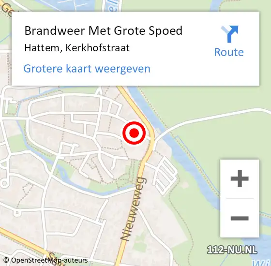 Locatie op kaart van de 112 melding: Brandweer Met Grote Spoed Naar Hattem, Kerkhofstraat op 9 september 2016 09:04