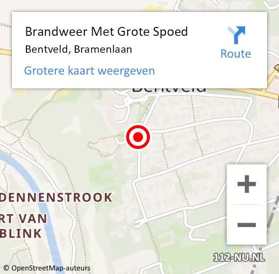 Locatie op kaart van de 112 melding: Brandweer Met Grote Spoed Naar Bentveld, Bramenlaan op 9 september 2016 09:15