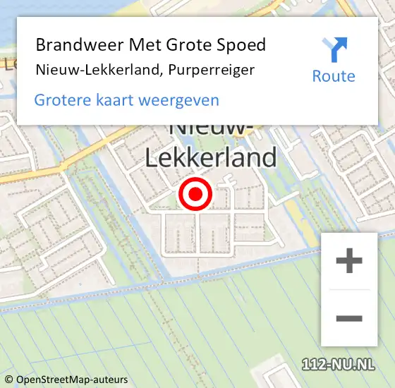 Locatie op kaart van de 112 melding: Brandweer Met Grote Spoed Naar Nieuw-Lekkerland, Purperreiger op 9 september 2016 09:50