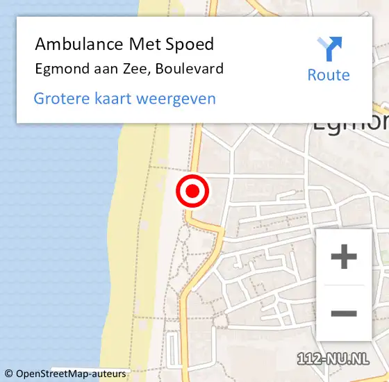 Locatie op kaart van de 112 melding: Ambulance Met Spoed Naar Egmond aan Zee, Boulevard op 9 september 2016 10:00