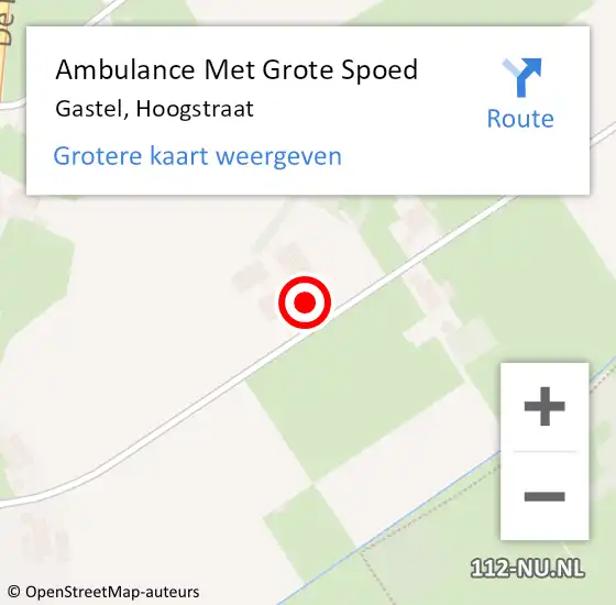 Locatie op kaart van de 112 melding: Ambulance Met Grote Spoed Naar Gastel, Hoogstraat op 9 september 2016 10:08