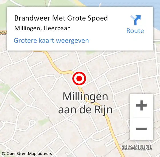 Locatie op kaart van de 112 melding: Brandweer Met Grote Spoed Naar Millingen, Heerbaan op 9 september 2016 10:49