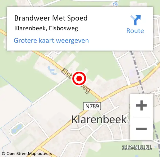 Locatie op kaart van de 112 melding: Brandweer Met Spoed Naar Klarenbeek, Elsbosweg op 26 december 2013 18:24