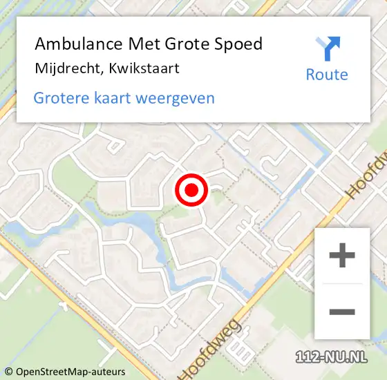 Locatie op kaart van de 112 melding: Ambulance Met Grote Spoed Naar Mijdrecht, Kwikstaart op 9 september 2016 12:38