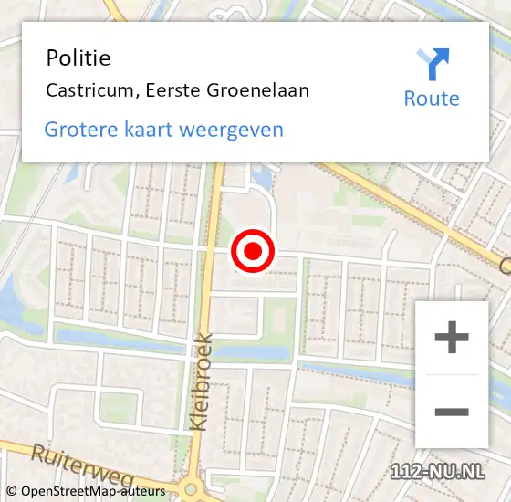 Locatie op kaart van de 112 melding: Politie Castricum, Eerste Groenelaan op 9 september 2016 12:55