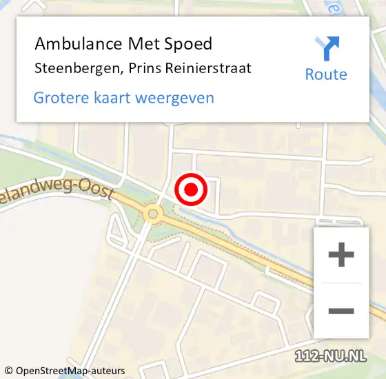 Locatie op kaart van de 112 melding: Ambulance Met Spoed Naar Steenbergen, Prins Reinierstraat op 9 september 2016 13:20