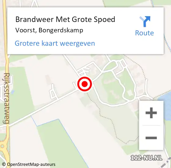 Locatie op kaart van de 112 melding: Brandweer Met Grote Spoed Naar Voorst, Bongerdskamp op 9 september 2016 13:30