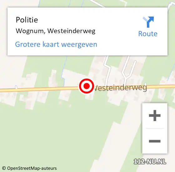 Locatie op kaart van de 112 melding: Politie Wognum, Westeinderweg op 9 september 2016 13:56