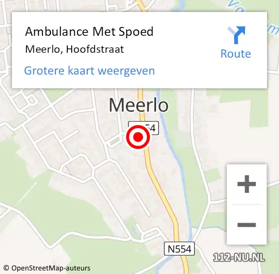 Locatie op kaart van de 112 melding: Ambulance Met Spoed Naar Meerlo, Hoofdstraat op 9 september 2016 14:13