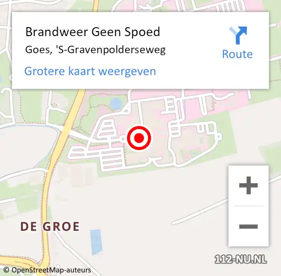 Locatie op kaart van de 112 melding: Brandweer Geen Spoed Naar Goes, 'S-Gravenpolderseweg op 9 september 2016 16:38