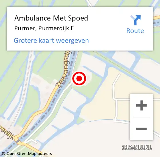 Locatie op kaart van de 112 melding: Ambulance Met Spoed Naar Purmer, Purmerdijk E op 9 september 2016 17:11