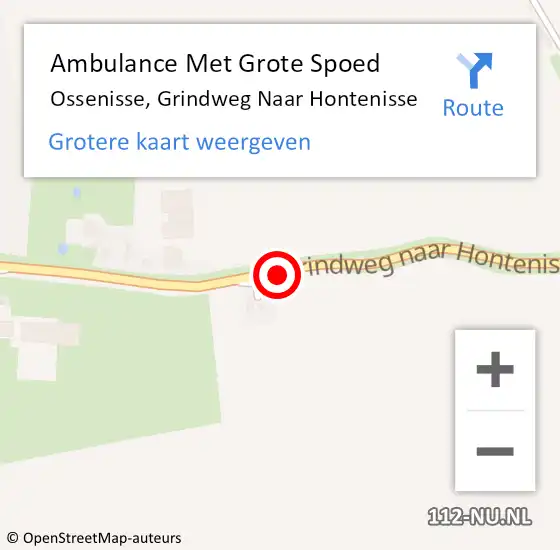 Locatie op kaart van de 112 melding: Ambulance Met Grote Spoed Naar Ossenisse, Grindweg Naar Hontenisse op 9 september 2016 17:23