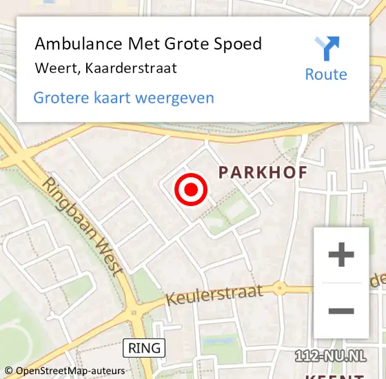 Locatie op kaart van de 112 melding: Ambulance Met Grote Spoed Naar Weert, Kaarderstraat op 9 september 2016 17:29