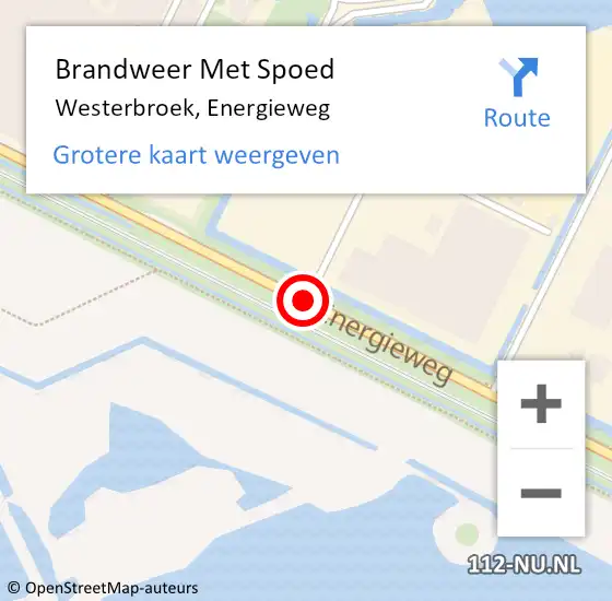 Locatie op kaart van de 112 melding: Brandweer Met Spoed Naar Westerbroek, Energieweg op 9 september 2016 17:44