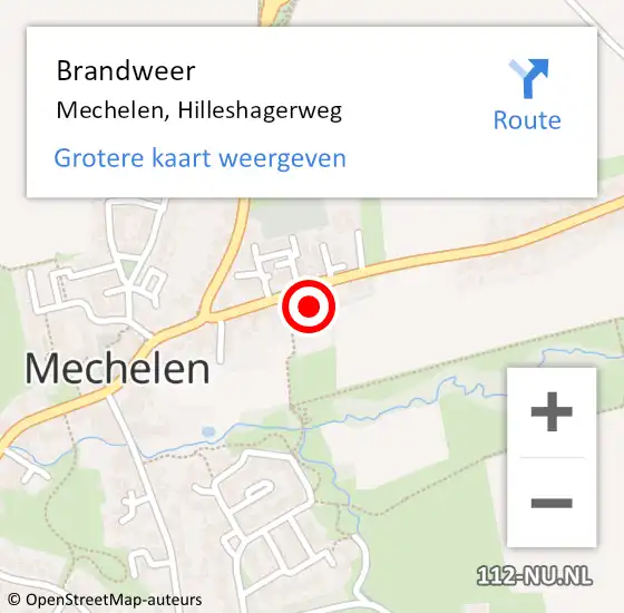 Locatie op kaart van de 112 melding: Brandweer Mechelen, Hilleshagerweg op 26 december 2013 19:19