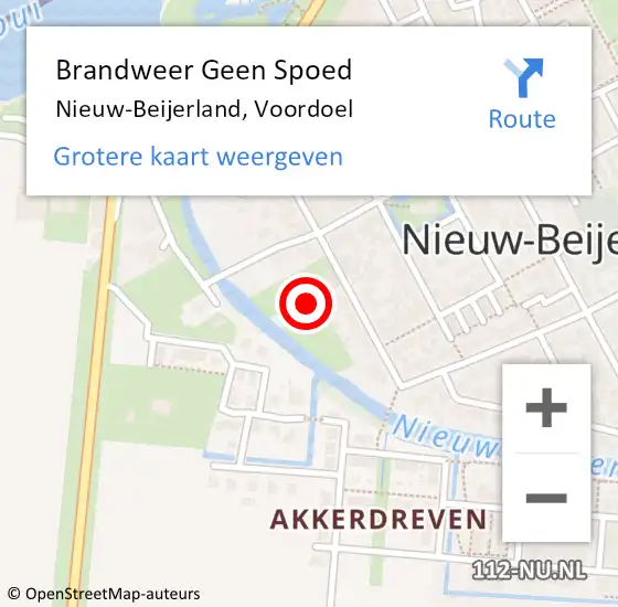 Locatie op kaart van de 112 melding: Brandweer Geen Spoed Naar Nieuw-Beijerland, Voordoel op 9 september 2016 19:35