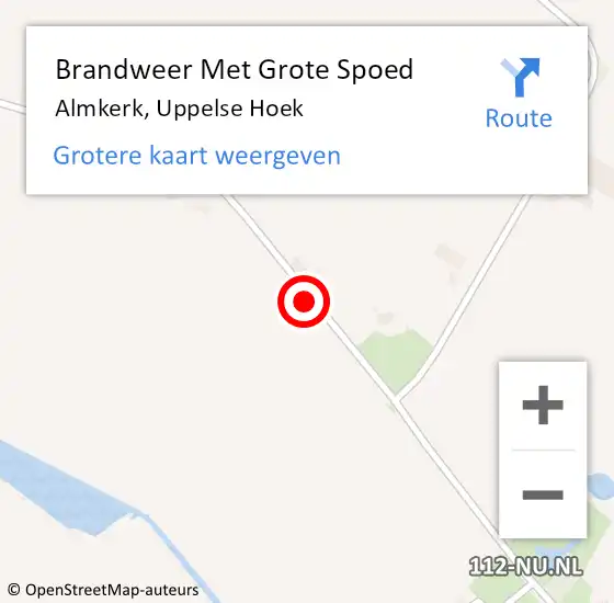 Locatie op kaart van de 112 melding: Brandweer Met Grote Spoed Naar Almkerk, Uppelse Hoek op 9 september 2016 19:49