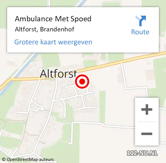 Locatie op kaart van de 112 melding: Ambulance Met Spoed Naar Altforst, Brandenhof op 9 september 2016 20:09