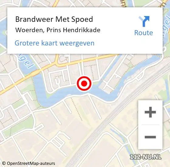 Locatie op kaart van de 112 melding: Brandweer Met Spoed Naar Woerden, Prins Hendrikkade op 9 september 2016 20:16