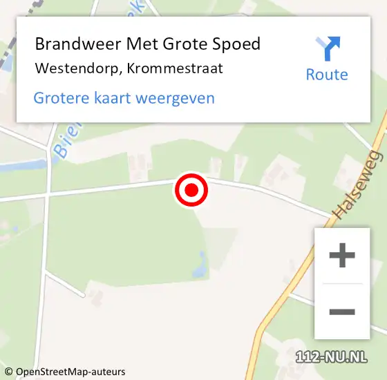 Locatie op kaart van de 112 melding: Brandweer Met Grote Spoed Naar Westendorp, Krommestraat op 26 december 2013 19:34