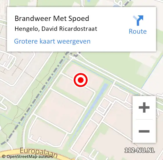 Locatie op kaart van de 112 melding: Brandweer Met Spoed Naar Hengelo, David Ricardostraat op 17 september 2013 10:44