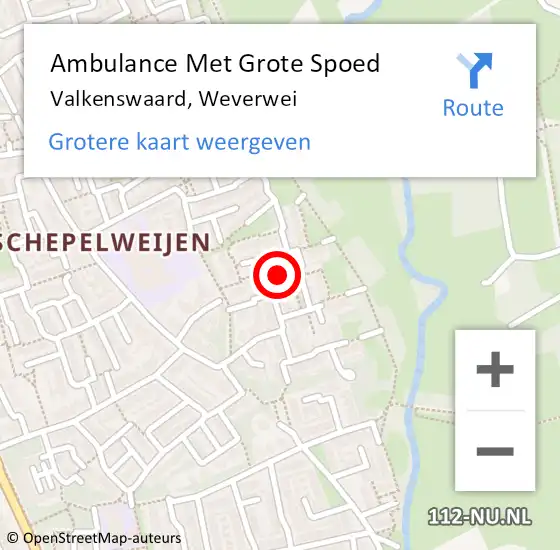 Locatie op kaart van de 112 melding: Ambulance Met Grote Spoed Naar Valkenswaard, Weverwei op 9 september 2016 21:06