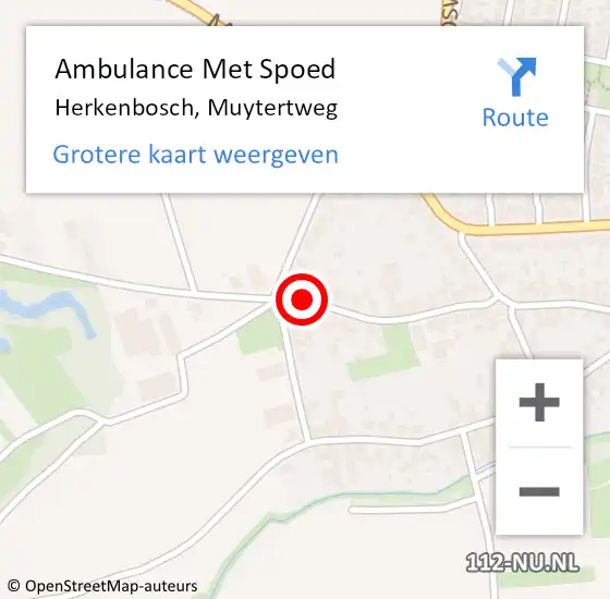 Locatie op kaart van de 112 melding: Ambulance Met Spoed Naar Herkenbosch, Muytertweg op 9 september 2016 21:39